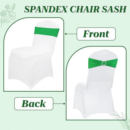 MDS Spandex Chair Sashes - Universal Fit Elastic Bands with Buckle for Weddings & Events | Light Green, Pack of 100