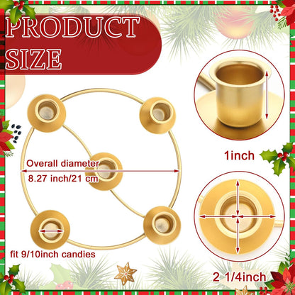 Sliner Christmas Advent Wreath Ring - 5 Candle Holder in Gold | Metal Table Decoration for Festive Centerpiece