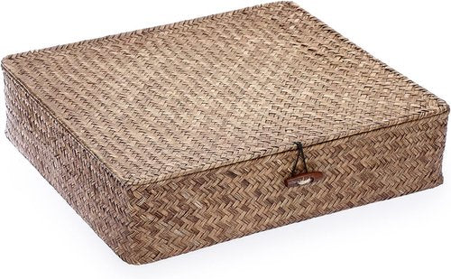 Hipiwe Seagrass Storage Basket - Woven Wicker Organizer with Lid | X-Large for Home Decor & Bathroom