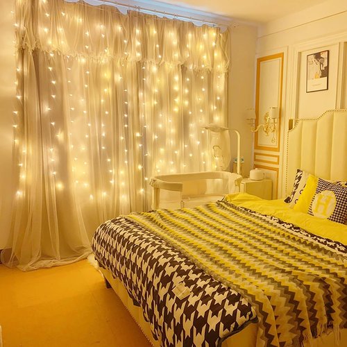 Dazzle Bright Curtain String Lights - 300 LED Warm White Fairy Lights | 9.8ft x 9.8ft, Waterproof with 8 Modes