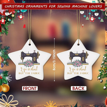 Sieral 3-Piece Ceramic Sewing Machine Ornament Star – Christmas Tree Decorations