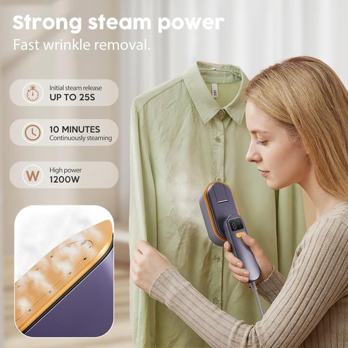 Droyek Portable Travel Steamer - 1200W 2-in-1 Iron & Steamer | Fast 10s Heat, 150ml Tank, 4 Modes