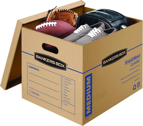 Bankers Box Classic Moving Boxes - Medium Size 20 Pack with Reinforced Handles | Tape-Free Assembly, 19-In x 14.5-In x 15.5-In