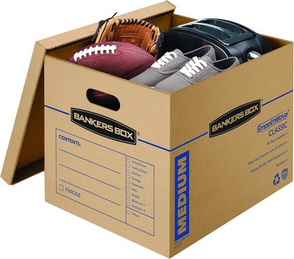 Bankers Box Classic Moving Boxes - Medium Size 20 Pack with Reinforced Handles | Tape-Free Assembly, 19-In x 14.5-In x 15.5-In