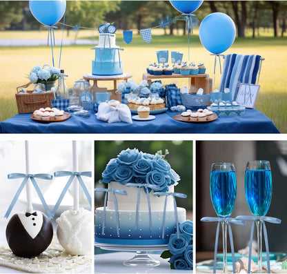 Riceshoot Satin Ribbon Bows - 50 Pcs Dusty Blue 5x7 Inch Twist Ties for Gift Wrapping & Decor