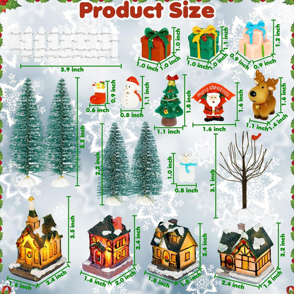 Warmtree Christmas Village Houses Set - 22 Pcs Resin Figurines for Holiday Home Decor | Santa & Snow Scene