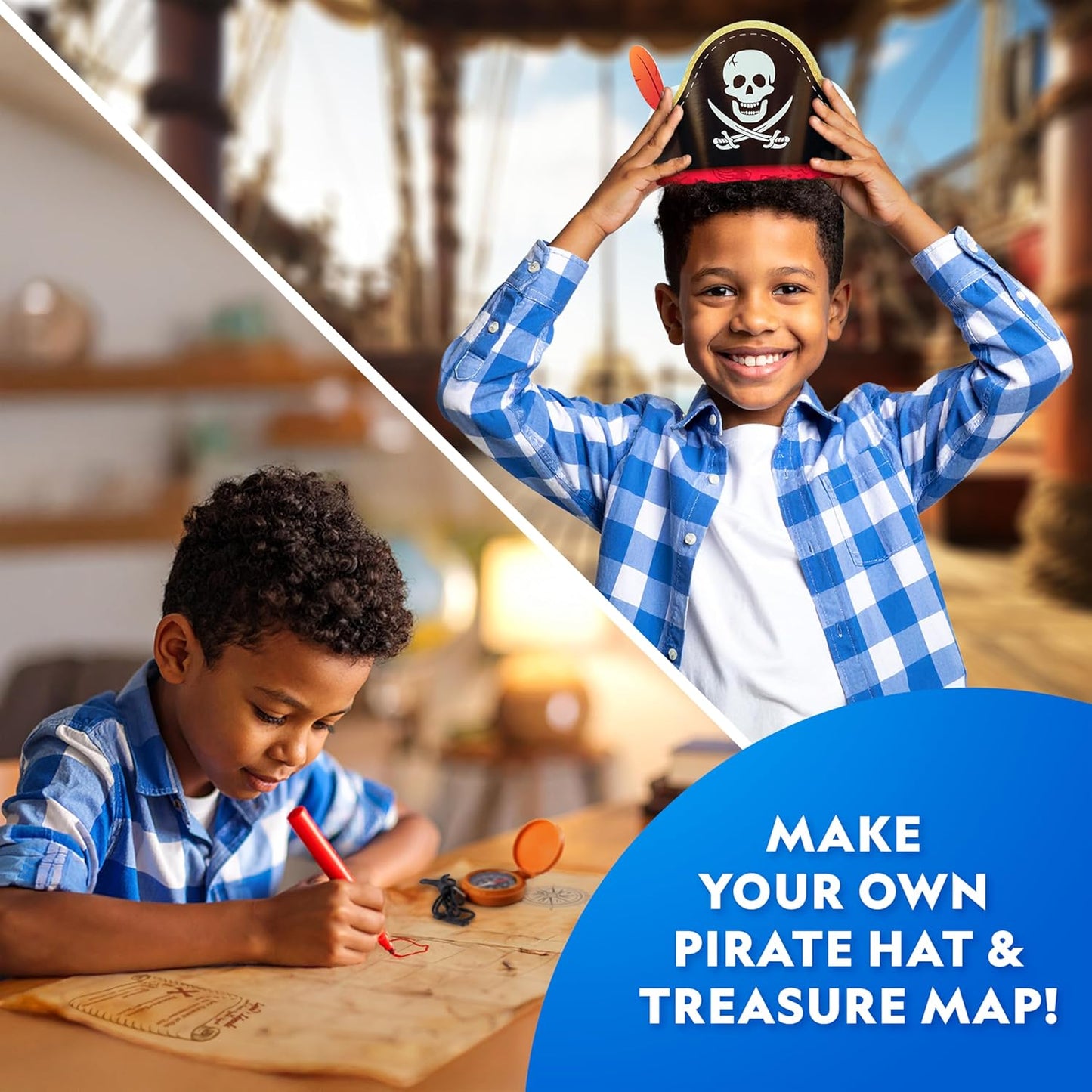 National Geographic Pirate Adventure Kit - Dig for Treasure, Create Pirate Hat & Map | STEM Toys for Kids