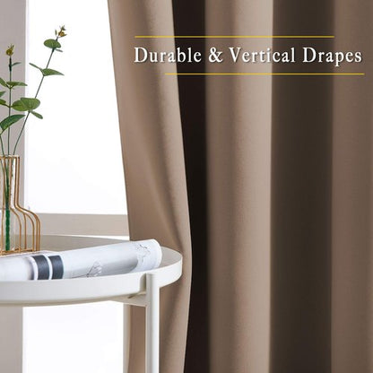 NICETOWN Blackout Small Curtains for Bedroom - Triple Weave Grommet Top Thermal Insulated Light Blocking Panels for Bathroom/Kitchen, Cappuccino, W34 x L50, Set of 2