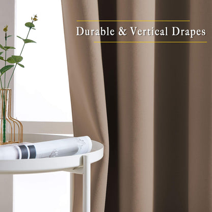 NICETOWN Blackout Curtains 90 inches Long for Bedroom - Grommet Light & Heat Blocking Window Treatments Soundproof Drapes for Living Room (2 Panels, W52 x L90, Cappuccino)