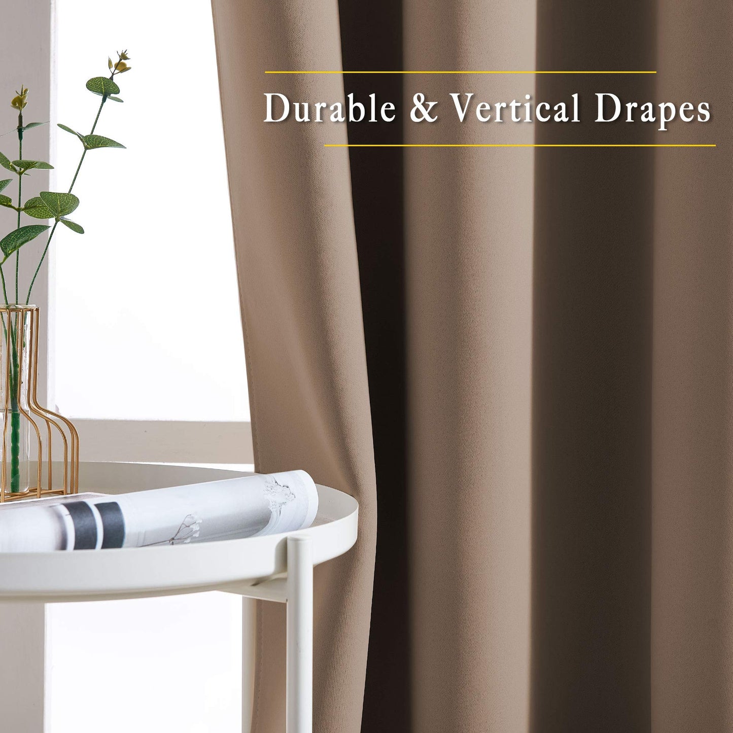 NICETOWN Bedroom Blackout Curtains and Drapes - Window Treatment Thermal Insulated Solid Grommet Blackout Draperies for Bedroom (Set of 2 Panels, 52 by 63 Inch, Cappuccino)