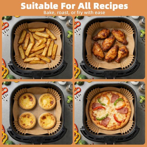 Air Fryer Liners - 400Pcs Disposable Non-Stick Parchment Paper for 5-8QT Air Fryers | 8" Square