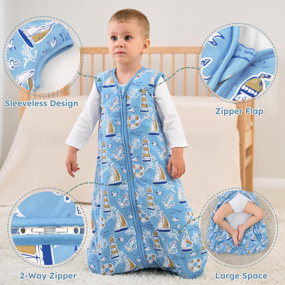 Yoofoss Baby Sleep Sack 12-18 Months, 1.5 Tog Baby Wearable Blanket with 2-Way Zipper, 100% Cotton Organic Fabric Winter Infant Sleeping Sack, Warm Soft Comfy