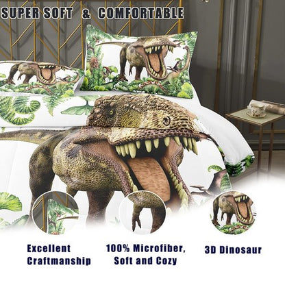 Bodhi Boys Dinosaur Bedding Set Queen - Matching Pillowcase, Green Kids & Teens Comforter Set