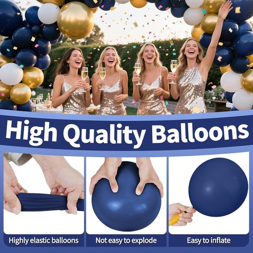 KAWKALSH 12-Inch Navy Blue Latex Balloons - 110pcs Thickened Helium Party Supplies for Birthdays & Weddings