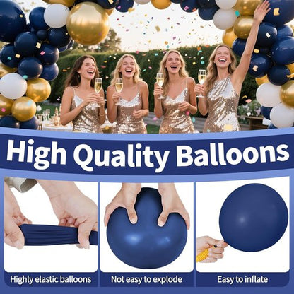 KAWKALSH 12-Inch Navy Blue Latex Balloons - 110pcs Thickened Helium Party Supplies for Birthdays & Weddings