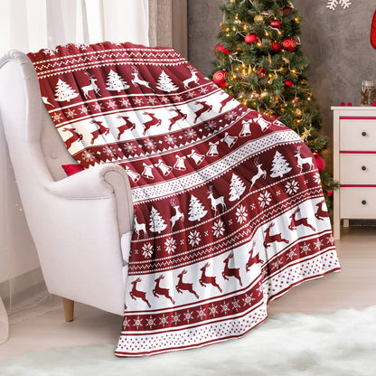 Fleece Throw Blanket, Cozy Warm Flannel Throw Blanket for Couch Sofa Bed Office, 350 GSM Ultra-Soft Microfiber Plush Blanket Comfy Fuzzy Throws for Adults All Season (50 x 60 in, Christmas)