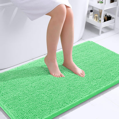 OLANLY Bathroom Rugs - Extra Soft Absorbent Chenille Mats | Quick-Dry, Machine Washable, 44x24 Mint Green