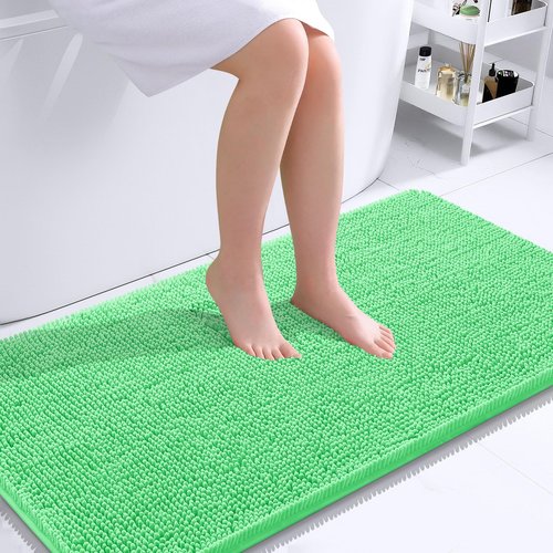 OLANLY Bathroom Rugs 44x24, Extra Soft Absorbent Chenille Bath Rugs, Rubber Backing Quick Dry, Machine Washable Bath Mats for Bathroom Floor, Tub and Shower, Home Decor Accessories, Mint Green
