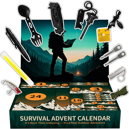 Survival Advent Calendar 2026 - 24-Day Christmas Countdown with Outdoor Survival Kit for Men