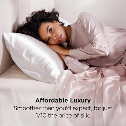 Bedsure King Size Satin Pillowcase Set - Pure White Silky Pillow Cases for Hair & Skin, 20x36 Inches, 2 Pack