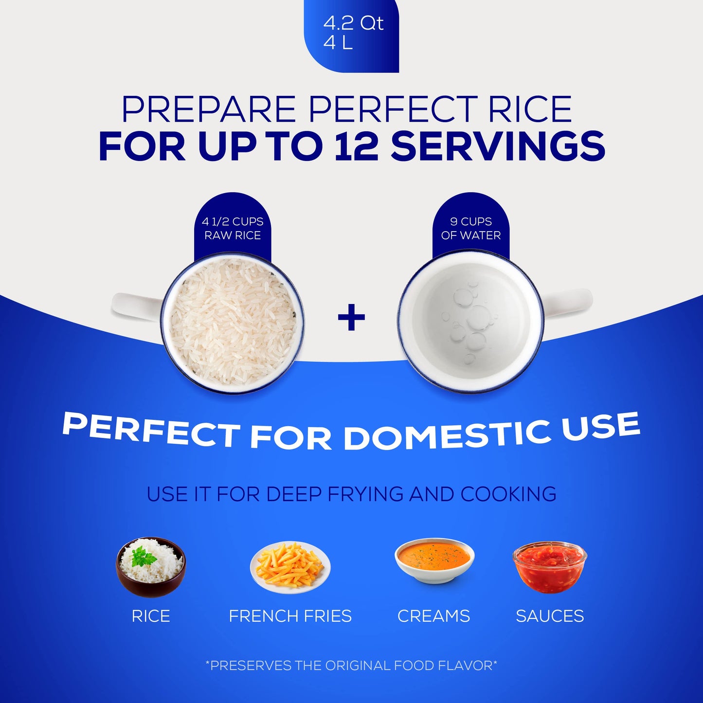 Universal (Medium Size) Caldero 12 Cups - 4.2 QT / 4 L, Stainless Aluminum Pot, Even Heat Distribution and Fast Cooking Dutch Oven Pot, Ergonomic Handles, Ideal for Rice, French Fries, and More