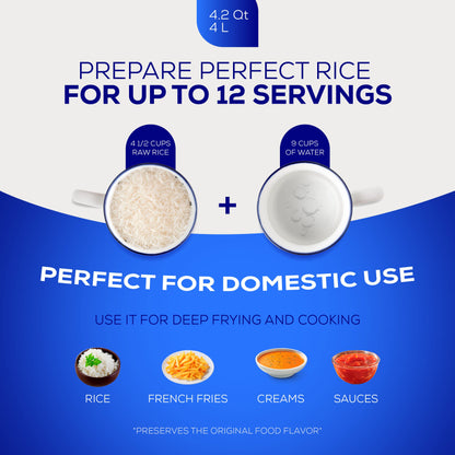 Universal (Medium Size) Caldero 12 Cups - 4.2 QT / 4 L, Stainless Aluminum Pot, Even Heat Distribution and Fast Cooking Dutch Oven Pot, Ergonomic Handles, Ideal for Rice, French Fries, and More