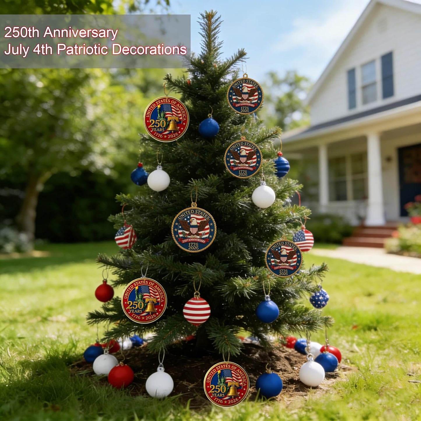 USA 250th Anniversary Ornament - 2D Acrylic Design | Patriotic Holiday Decoration Gift