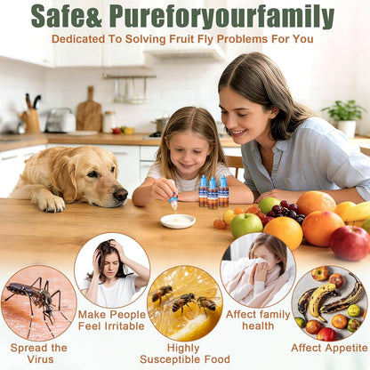 Skiennix Fruit Fly Trap Refill Liquid - Effective Gnat Killer Bait with Long-Lasting Fruit Scent (4 Pack)