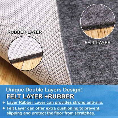 Non-Slip Rug Pads 8 x 10 ft, 100% Waterproof Extra Large Area Rugs Non Skid Rug Pad for All Floors and Finishes Durable Hardwood Floor Protective Felt Keeps Rugs in Place, Safe and Secure