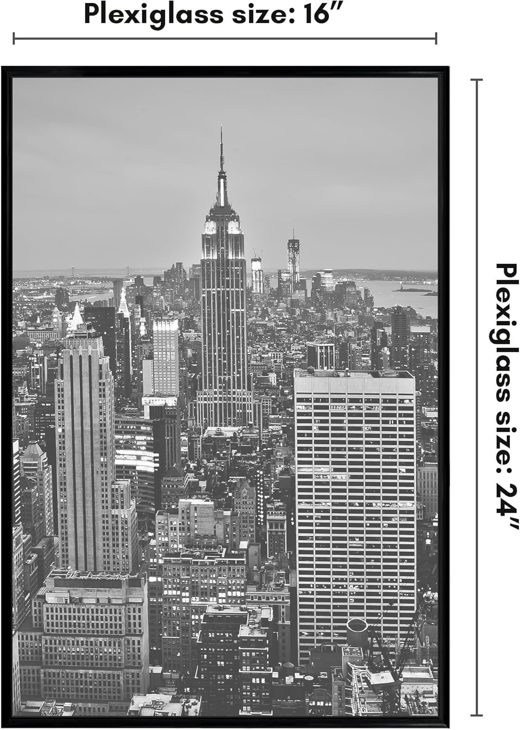Americanflat 16x24 Poster Frame - Polished Front Cover & Slide-In Design - Black Fusion Collection