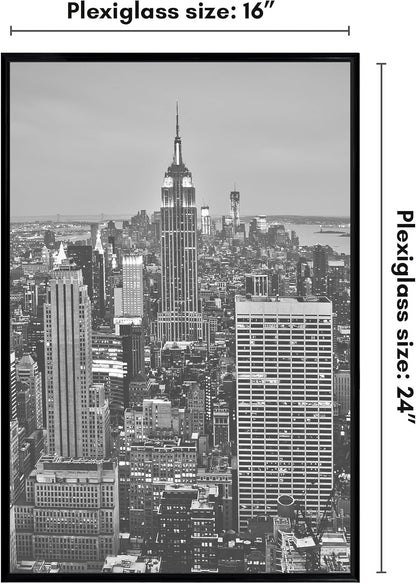 Americanflat 16x24 Poster Frame - Polished Front Cover & Slide-In Design - Black Fusion Collection