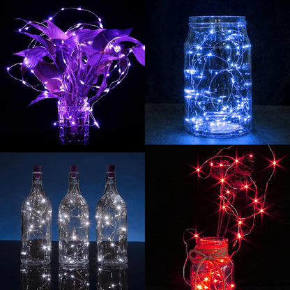 WATERGLIDE 12 Pack Mini String Lights - 20 LED Battery Operated Fairy Lights | Waterproof Silver Wire for DIY Decor