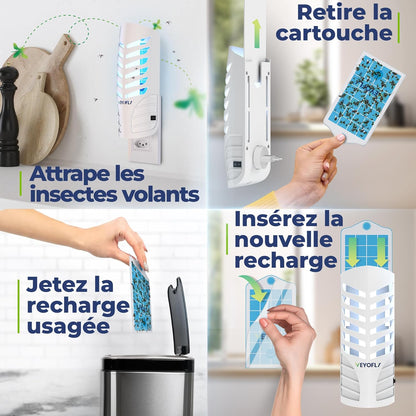 VEYOFLY Fruit Fly Trap Indoor (1 Device + 3 Refills), Gnat Catcher, Plug-in Light Insect Trap for House, Bug Killer