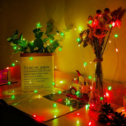 Skiennix 50 Pack Fairy Lights - 7Ft 20 LED Twinkle String Lights | Battery Operated & Waterproof for Parties, Weddings, Christmas & More - Red & Green