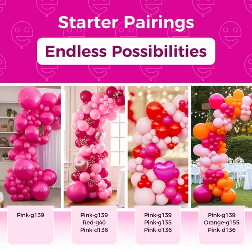 Bezente Hot Pink Giant Balloons 36 Inch - 8 Pack Jumbo Pink Balloons Large Round Hot Pink Latex Balloon for Wedding Bridal Shower Valentine's Day Birthday Party Backdrop Decorations