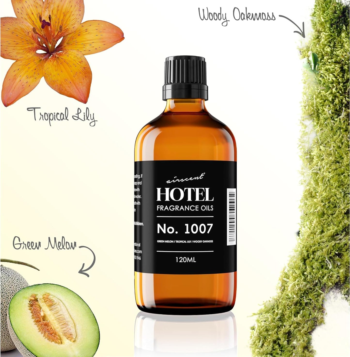 AirScent Hotel Diffuser Oil No. 1007 - Green Melon, Tropical Lily & Oakmoss - Premium Fragrance for Ultrasonic Diffusers | 10 mL Bottle