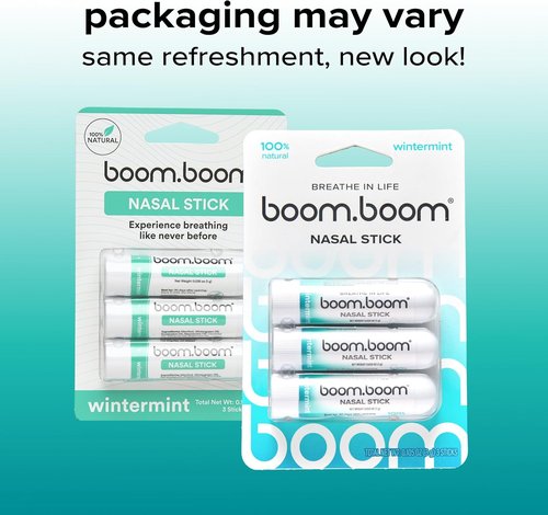 BoomBoom Nasal Stick - Vapor Flow Technology for Cool Refreshing Sensation | Natural Mood Boost with Essential Oils + Menthol (Wintermint)