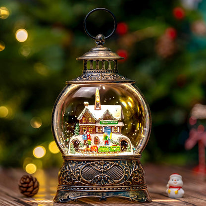 Regine Switzerland Christmas Snow Globe - Musical Water Lantern with 6-Hour Timer & USB/Battery Operated | Festive Holiday Decor