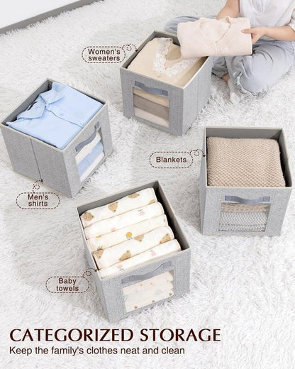 Homsorout Storage Bins - Large Fabric Boxes with Lids | 3/6 Pack Cube Organizers for Shelves
