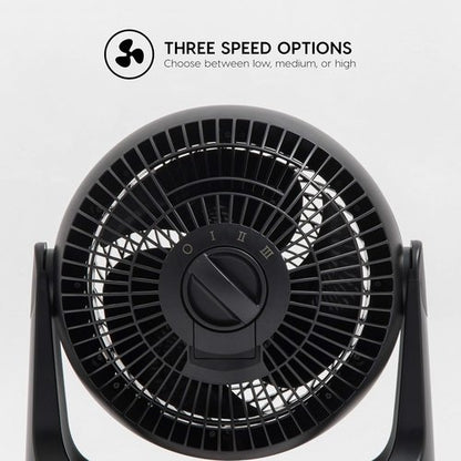 IRIS USA WOOZOO Desk Fan - Quiet Air Circulator with 3 Speeds & 360° Tilt | 52ft Air Distance, Black