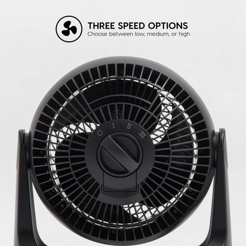 IRIS USA WOOZOO Desk Fan, Air Circulator, 3 Speeds, 52ft Max Air Distance, 157ft² Coverage, 360° Adjustable Vertical Tilt, 20db Quiet Motor, Fan for Bedroom, Office, Dorm, Medium, Black