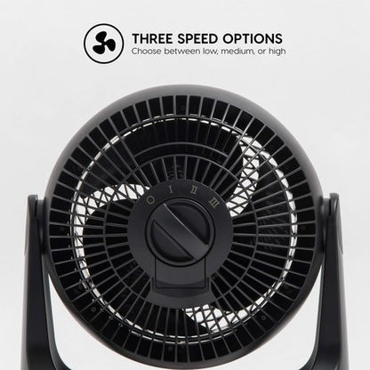 IRIS USA WOOZOO Desk Fan, Air Circulator, 3 Speeds, 52ft Max Air Distance, 157ft² Coverage, 360° Adjustable Vertical Tilt, 20db Quiet Motor, Fan for Bedroom, Office, Dorm, Medium, Black