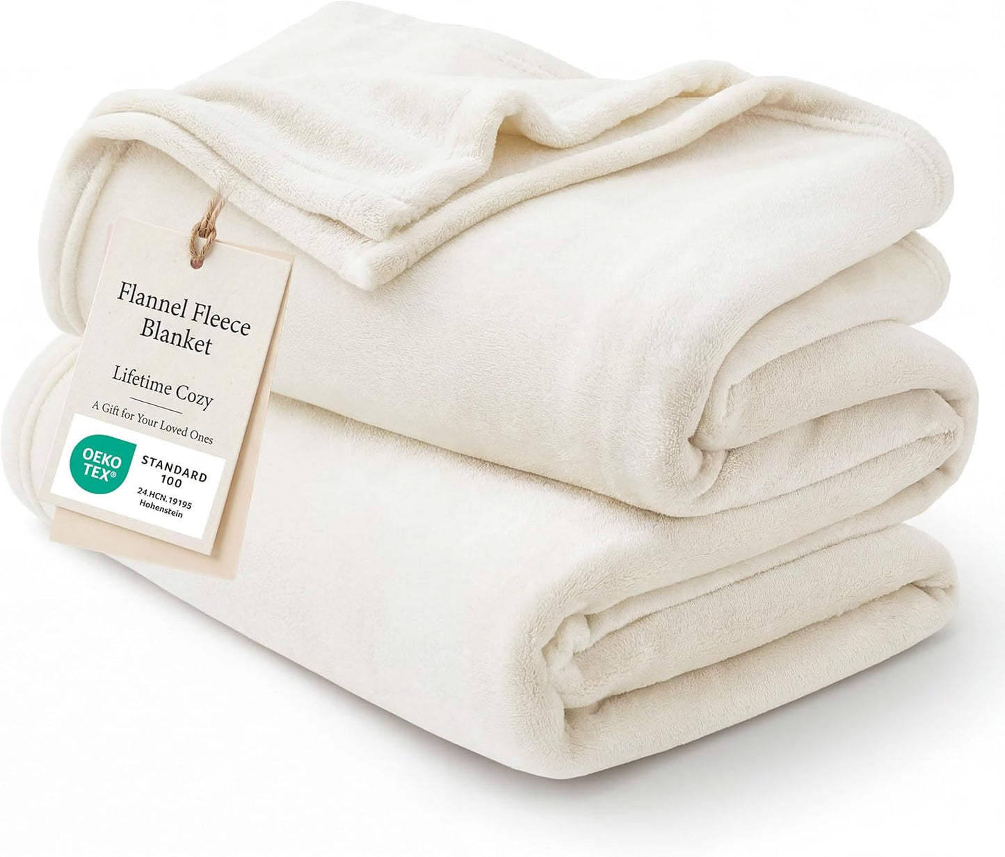Bedsure GentleSoft Fleece Blanket - Queen Size Cream Plush Microfiber, Soft & Cozy 90x90 Inches