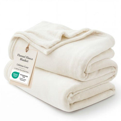 Bedsure GentleSoft Twin XL Fleece Blanket Dorm Bedding - Lightweight Soft Cozy Blankets for Bed, Sofa, Couch, Travel, Camping, Cream, 66"x90"