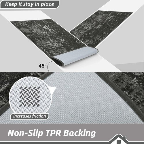 BEQHAUSE Dirt Trapper Door Mat - Non-Slip, Washable, Stain Resistant | 20" x 32", Dark Grey