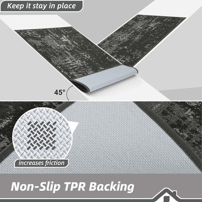 BEQHAUSE Dirt Trapper Door Mat - Non-Slip, Washable, Stain Resistant | 20" x 32", Dark Grey