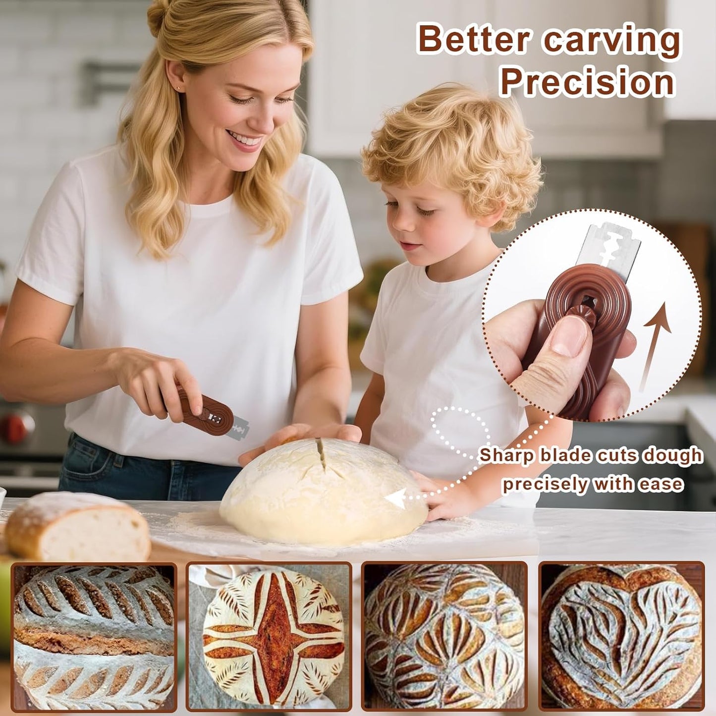 Skiennix Bread Lame Dough Scoring Knife - Upgraded Magnetic Design & Anti-Slip Handle | 5 Blades for Perfect Sourdough