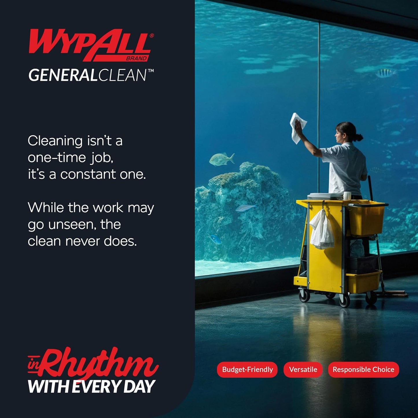 WypAll GeneralClean Jumbo Cleaning Wipes - Strong, Absorbent Cloths | Blue, 1 Roll of 1,100 Sheets