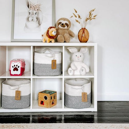 Goodpick Storage Baskets - Woven Rope Organizing Bins with Handles | 13 x 10 x 9 Inches, 3 Pack