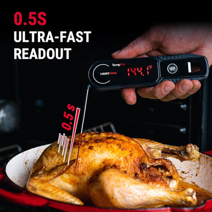 TempPro Instant Read Meat Thermometer - 0.5 Sec Read Time, 180° Rotating Display, IP67 Waterproof for BBQ & Grill